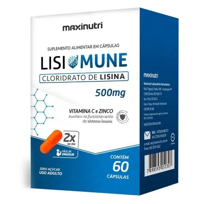 Lisimune Lisina 500mg Maxinutri 60 Cápsulas